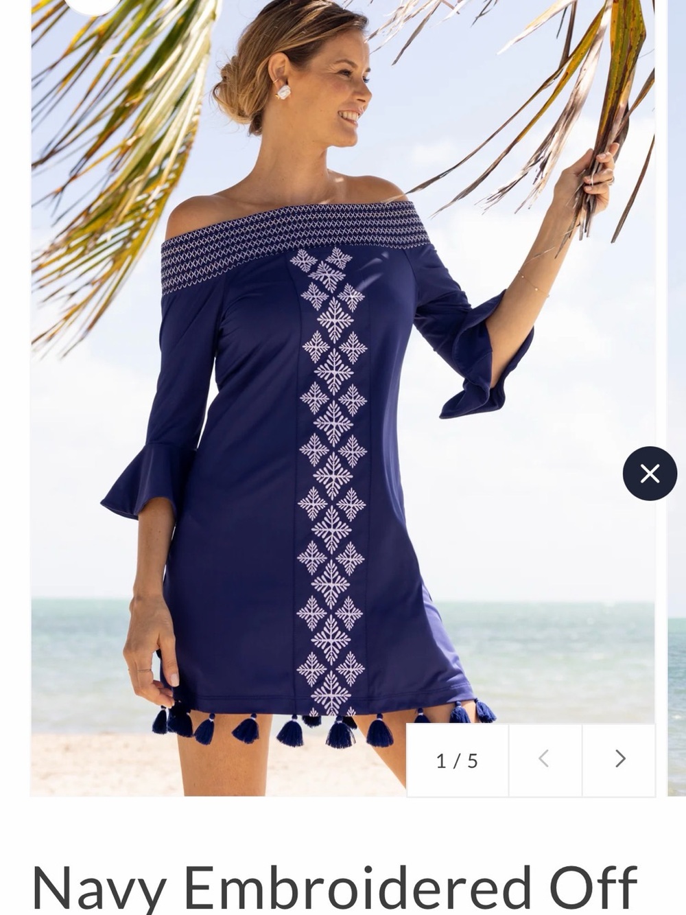 Cabana Life Navy Blue & White Crochet-Trim Swim Cover